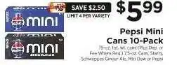 ShopRite Pepsi Mini Cans 10-Pack offer