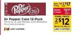 ShopRite Dr Pepper Cans 12-Pack offer