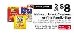 ShopRite Nabisco Snack Crackers or Ritz Family Size offer