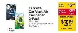 ShopRite Febreze Car Vent Air Freshener 2-Pack offer