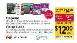 ShopRite Depend, Poise Pads offer