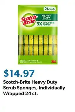 Sam's Club Scotch-Brite Heavy Duty Scrub Sponges, Individually Wrapped 24 ct offer