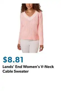 Sam's Club Lands' End Women's V-Neck Cable Sweater offer