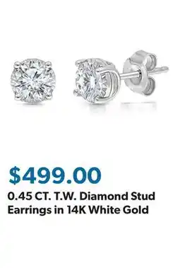 Sam's Club 0.45 CT. T.W. Diamond Stud Earrings in 14K White Gold offer