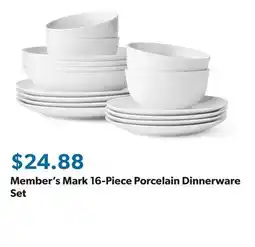 Sam's Club Member's Mark 16-Piece Porcelain Dinnerware Set offer