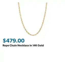 Sam's Club Rope Chain Necklace in 14K Gold offer