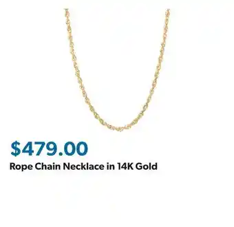 Sam's Club Rope Chain Necklace in 14K Gold offer
