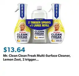 Sam's Club Mr. Clean Clean Freak Multi-Surface Cleaner, Lemon Zest, 2 trigger sprays + refill offer
