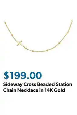 Sam's Club Sideway Cross Beaded Station Chain Necklace in 14K Gold offer