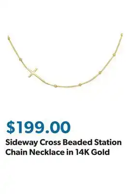 Sam's Club Sideway Cross Beaded Station Chain Necklace in 14K Gold offer