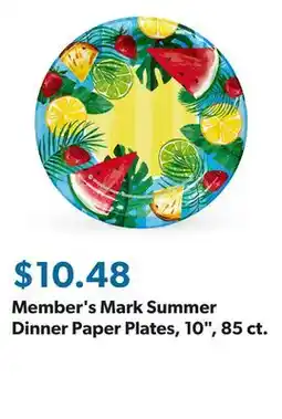 Sam's Club Member's Mark Summer Dinner Paper Plates, 10, 85 ct offer