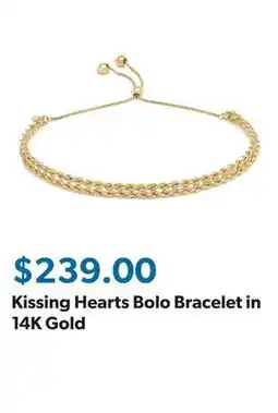 Sam's Club Kissing Hearts Bolo Bracelet in 14K Gold offer