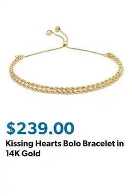 Sam's Club Kissing Hearts Bolo Bracelet in 14K Gold offer