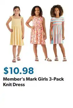 Sam's Club Member's Mark Girls 3-Pack Knit Dress offer
