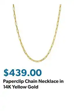 Sam's Club Paperclip Chain Necklace in 14K Yellow Gold offer