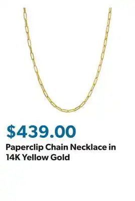 Sam's Club Paperclip Chain Necklace in 14K Yellow Gold offer