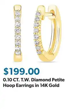 Sam's Club 0.10 CT. T.W. Diamond Petite Hoop Earrings in 14K Gold offer