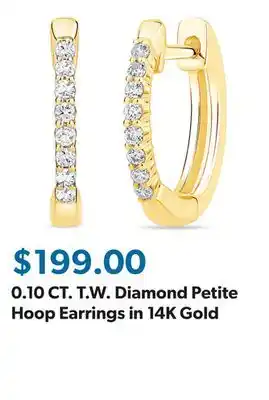 Sam's Club 0.10 CT. T.W. Diamond Petite Hoop Earrings in 14K Gold offer