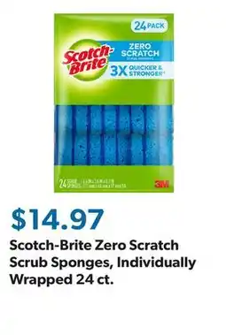 Sam's Club Scotch-Brite Zero Scratch Scrub Sponges, Individually Wrapped 24 ct offer