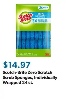 Sam's Club Scotch-Brite Zero Scratch Scrub Sponges, Individually Wrapped 24 ct offer