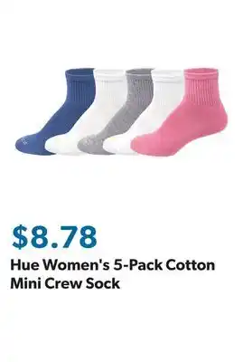 Sam's Club Hue Women's 5-Pack Cotton Mini Crew Sock offer