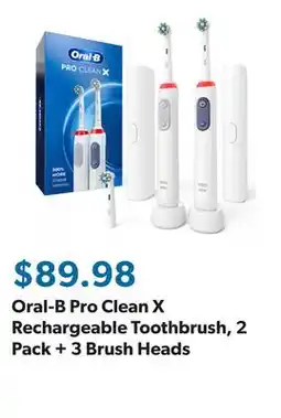 Sam's Club Oral-B Pro Clean X Rechargeable Toothbrush, 2 Pack + 3 Brush Heads offer