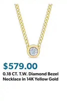 Sam's Club 0.18 CT. T.W. Diamond Bezel Necklace in 14K Yellow Gold offer