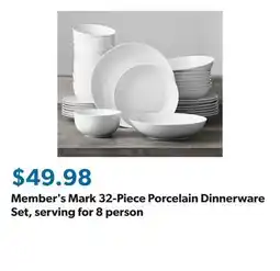Sam's Club Member's Mark 32-Piece Porcelain Dinnerware Set, serving for 8 person offer