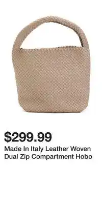 TJ Maxx Made In Italy Leather Woven Dual Zip Compartment Hobo offer