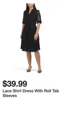 TJ Maxx Lace Shirt Dress With Roll Tab Sleeves offer