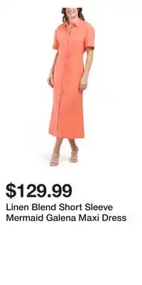 TJ Maxx Linen Blend Short Sleeve Mermaid Galena Maxi Dress offer