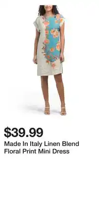 TJ Maxx Made In Italy Linen Blend Floral Print Mini Dress offer