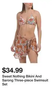 TJ Maxx Sweet Nothing Bikini And Sarong Three-piece Swimsuit Set offer