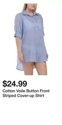 TJ Maxx Cotton Voile Button Front Striped Cover-up Shirt offer