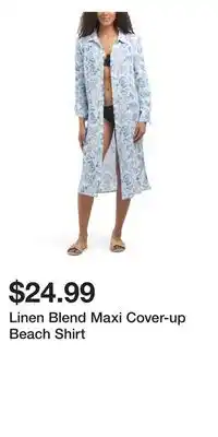 TJ Maxx Linen Blend Maxi Cover-up Beach Shirt offer
