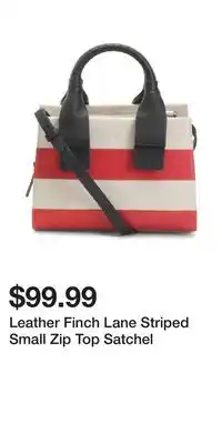 TJ Maxx Leather Finch Lane Striped Small Zip Top Satchel offer