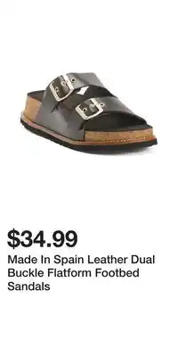 TJ Maxx Made In Spain Leather Dual Buckle Flatform Footbed Sandals offer