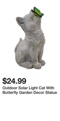 TJ Maxx Outdoor Solar Light Cat With Butterfly Garden Decor Statue offer