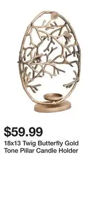 TJ Maxx 18x13 Twig Butterfly Gold Tone Pillar Candle Holder offer