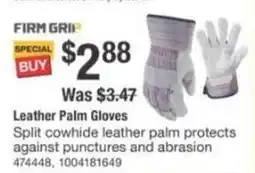 The Home Depot Firm grip leather palm gloves offer