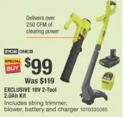 The Home Depot Ryobi 18V 2-Tool 2.0Ah Kit offer