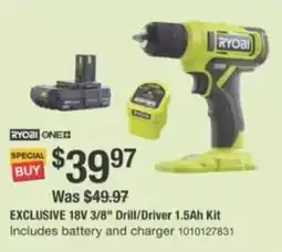 The Home Depot Ryobi drill/driver 1.5ah kit offer