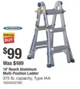 The Home Depot Reach aluminum multi-position ladder offer