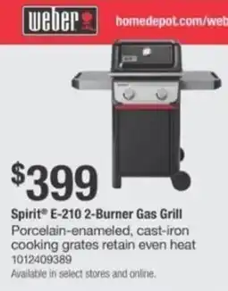 The Home Depot Spirit E-210 2-Burner Gas Grill offer