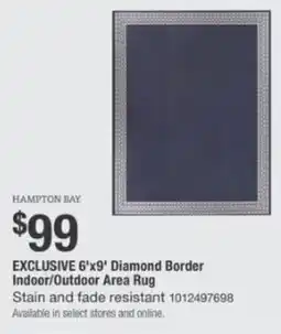 The Home Depot Diamond border indoor/outdoor area rug offer