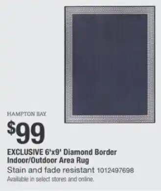 The Home Depot Diamond border indoor/outdoor area rug offer