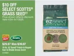 The Home Depot Scotts EZ seed patch & repair sun & shade grass seed offer