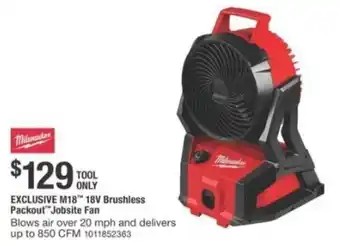 The Home Depot Milwaukee M18 18V Brushless Packout Jobsite Fan offer