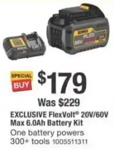 The Home Depot FlexVolt 20V/60V Max 6.0Ah Battery Kit offer