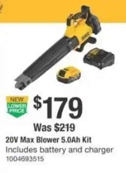 The Home Depot DeWalt 20V Max Blower 5.0Ah Kit offer